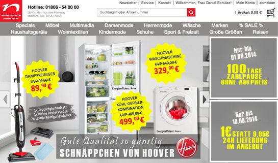 15€ Neckermann Gutschein + 10€ Nur heute! Gutscheine.de